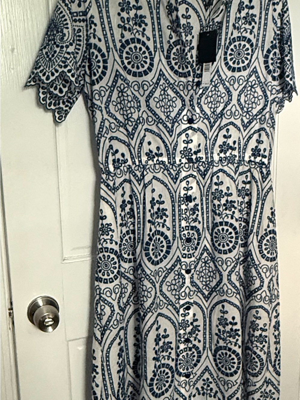 Elie Tahari Blue & White Lace-Trim Maxi Dress - Picture 2 of 4